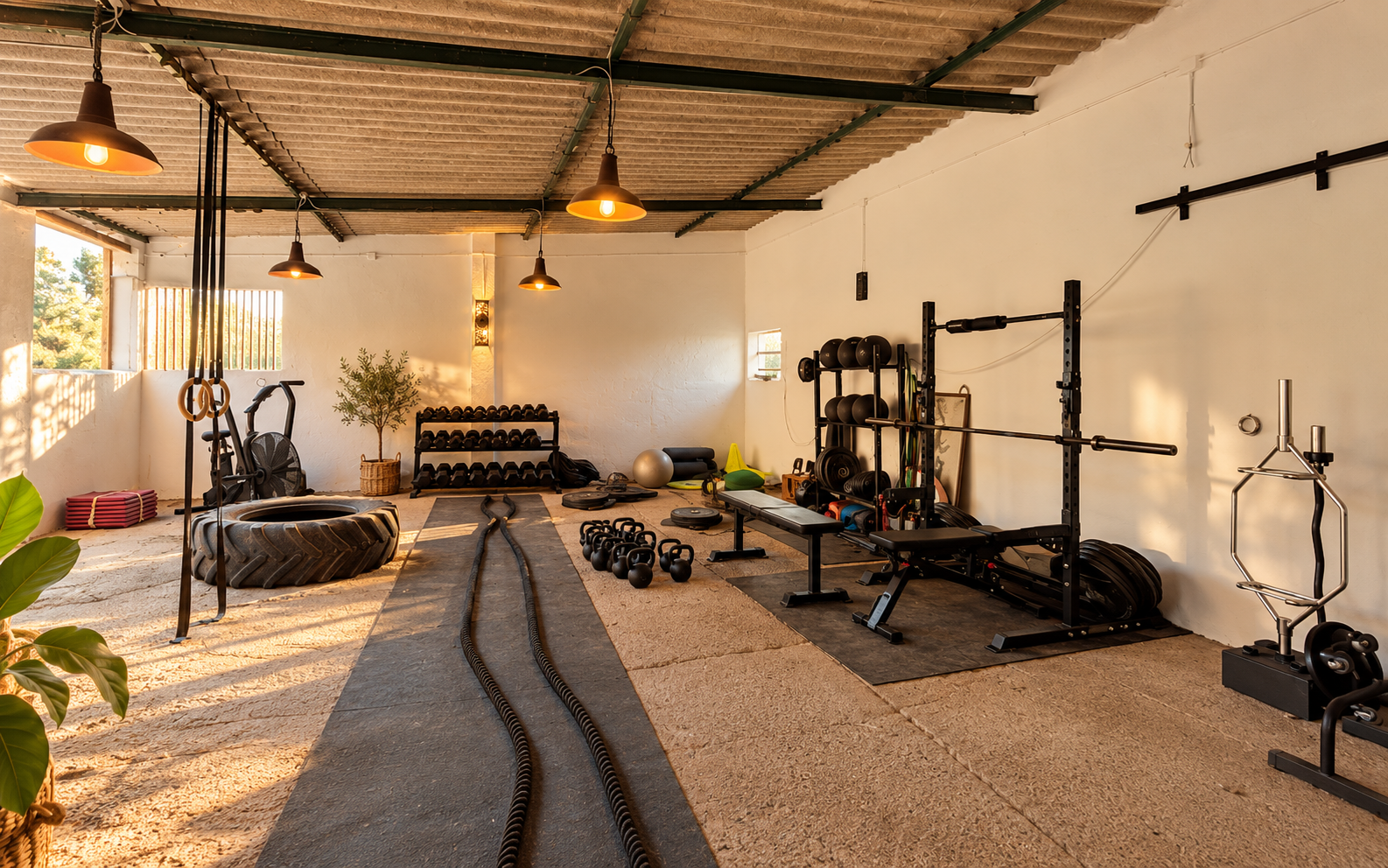 The barn gym at Monte Valeo