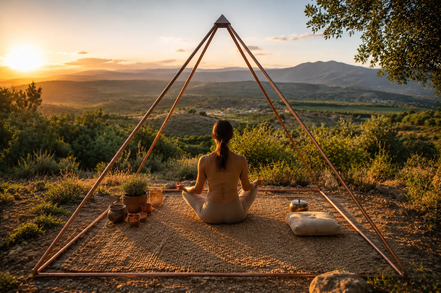 Quiet reflection in the copper pyramid