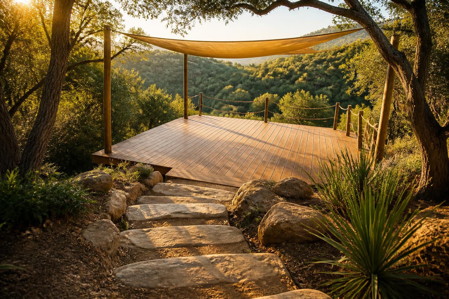 Morning practice on the yoga & movement deck at Monte Valeo