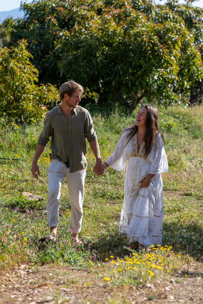 Walking through the orchards and farm