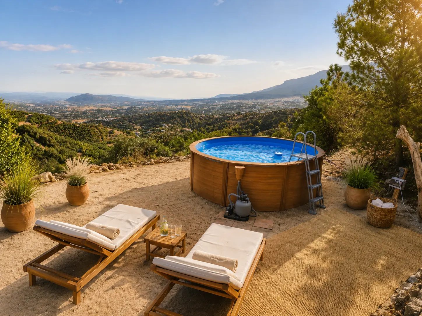 Private plunge pool with panoramic valley views at Sanctuary Casita de la Luz