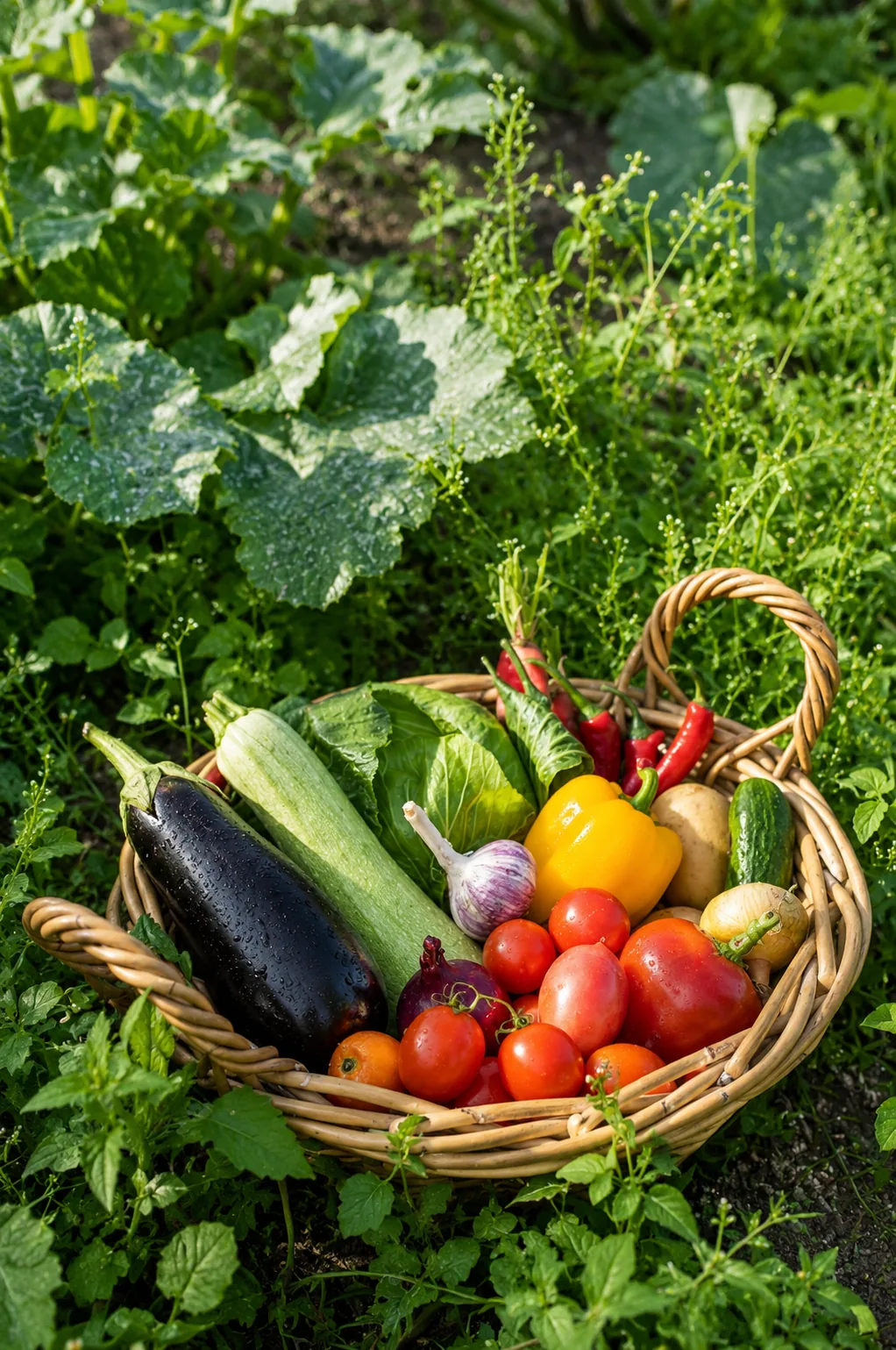 Vegetables freshly pulled from the garden at Monte Valeo